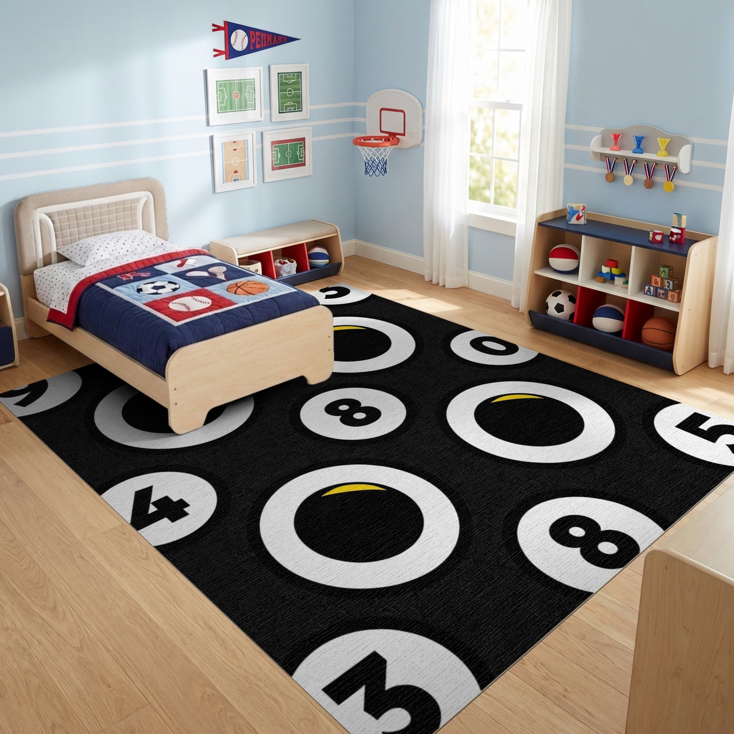 Playful Googly Eyes Numeric Pattern Rug
