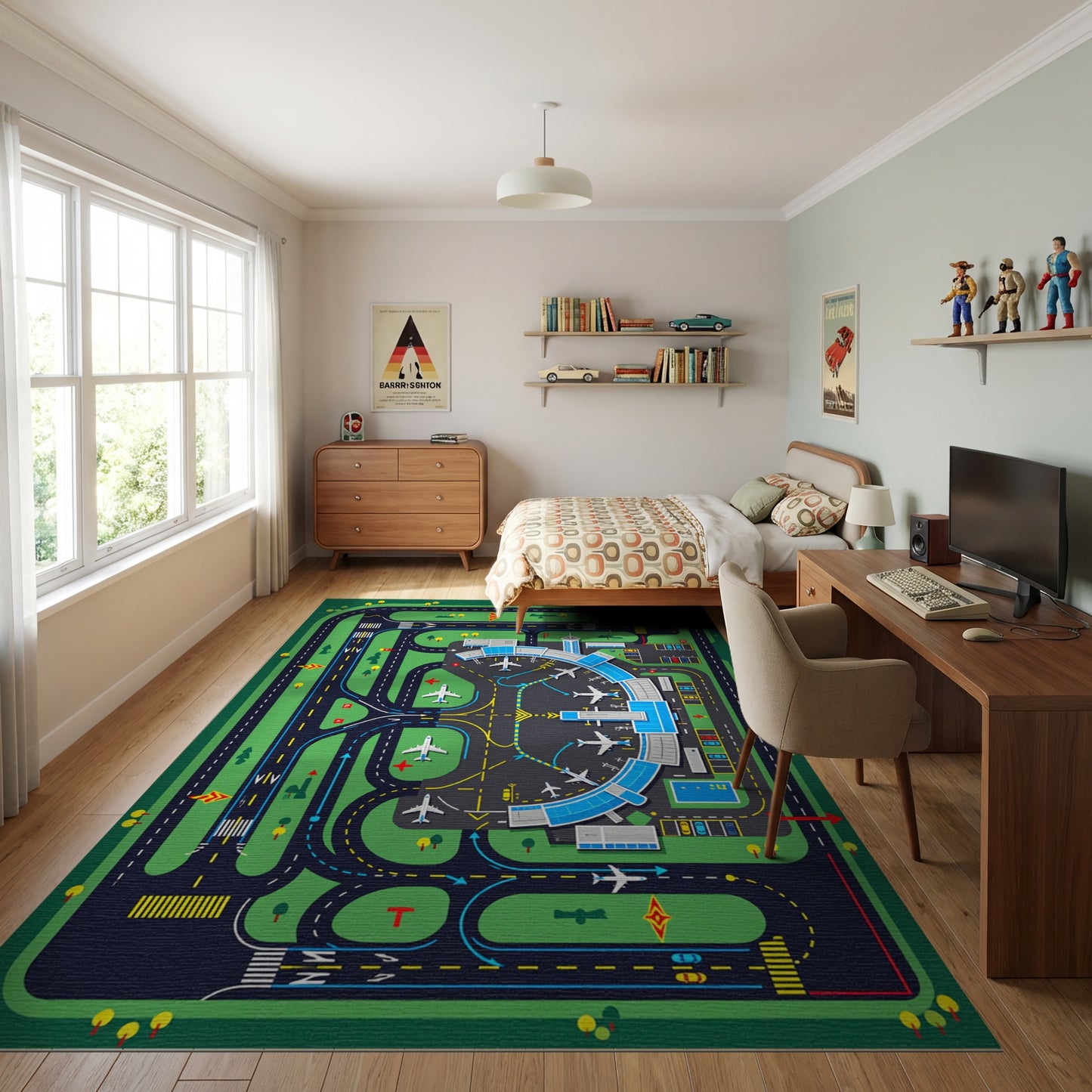 Playful Airport Runways and Planes Rug