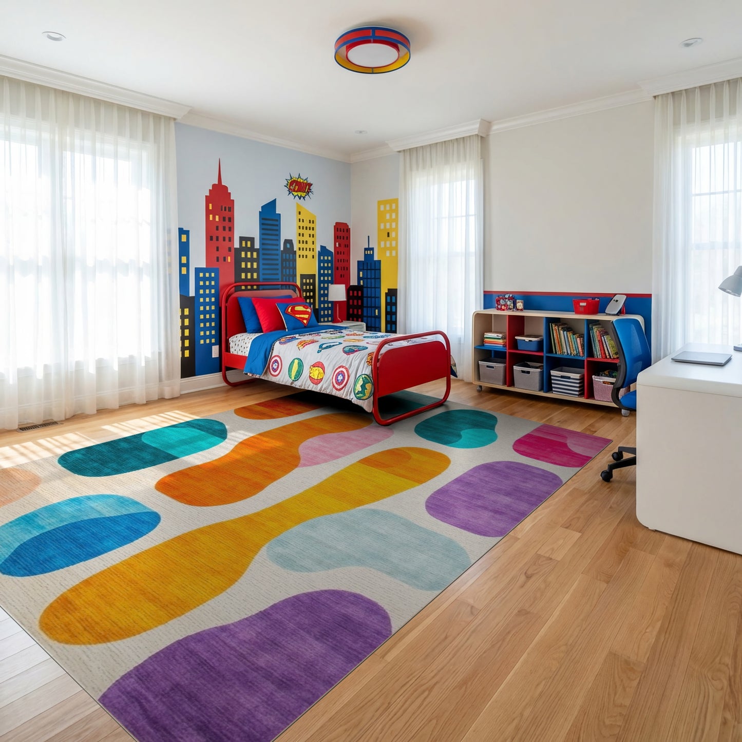 Vibrant Abstract Organic Shapes Rug