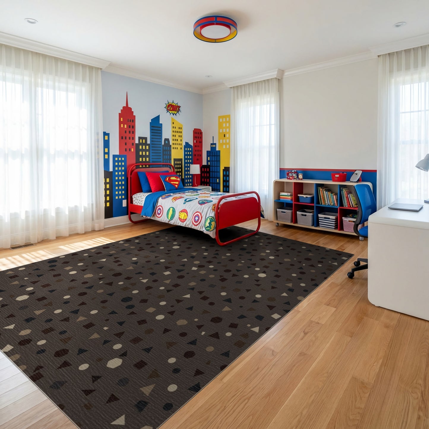 Earthy Scattered Geometric Shapes Rug