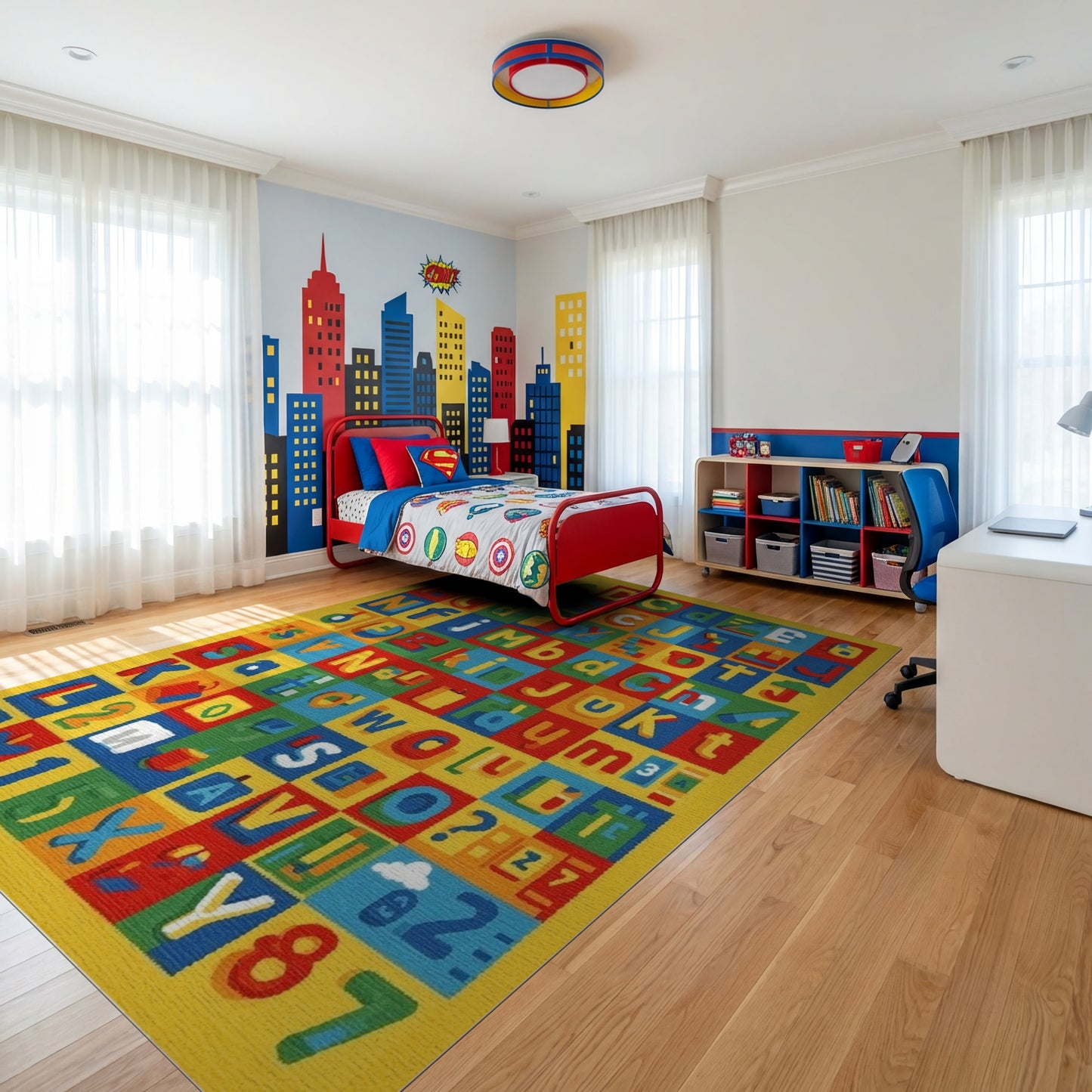 Playful Colorful Alphabet Numbers Rug