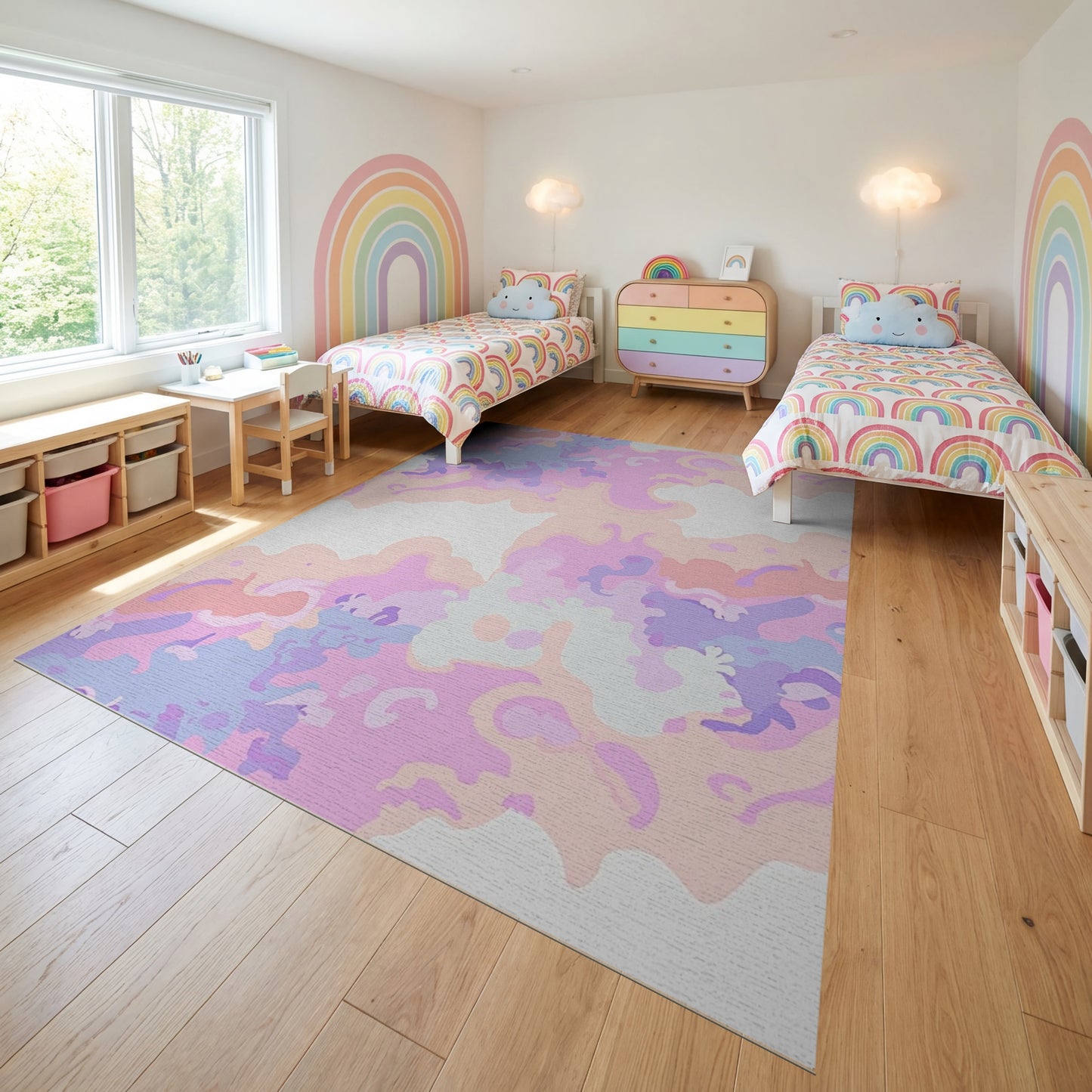 Soft Pastel Organic Cloud Shapes Rug