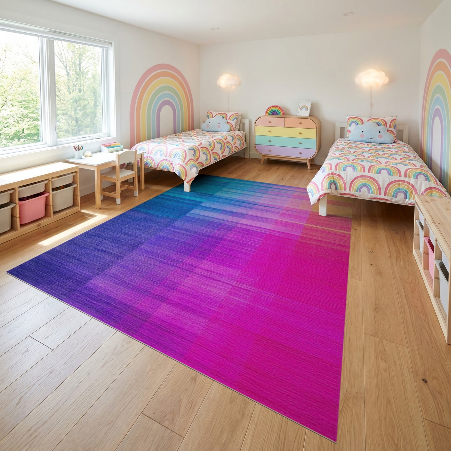 Vibrant Vertical Multicolor Gradient Rug