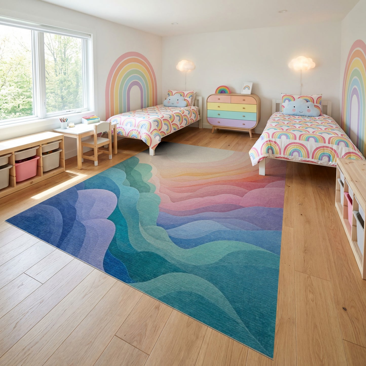 Radiant Gradient Wavy Clouds Rug