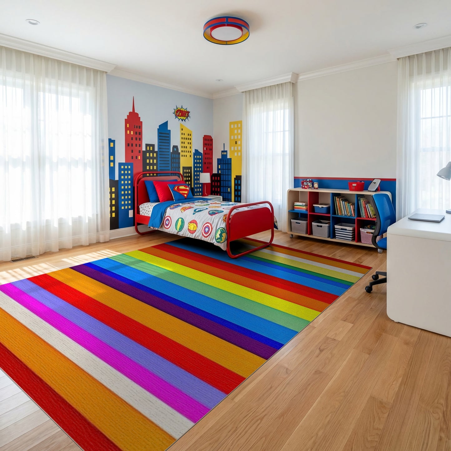 Vibrant Multicolor Horizontal Stripes Rug 2