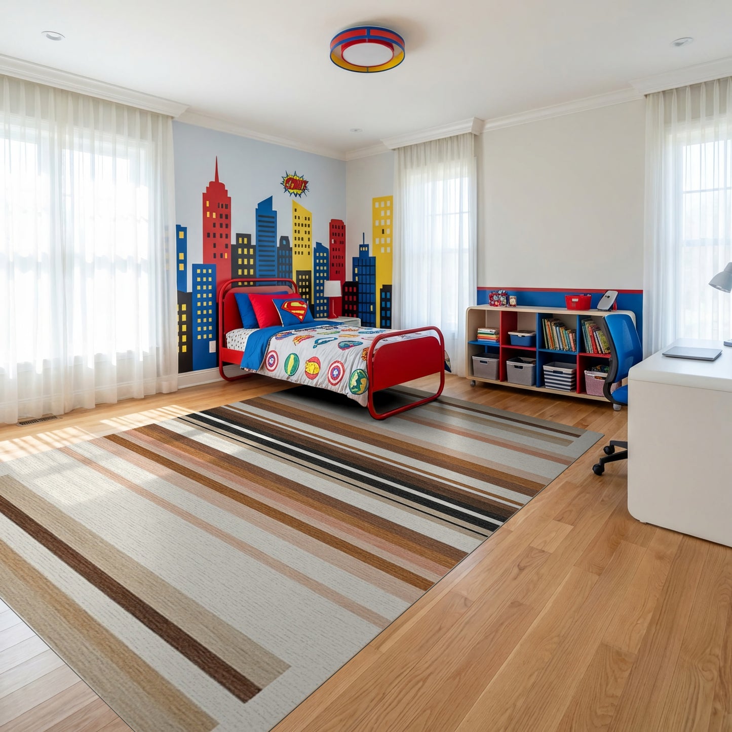 Warm Horizontal Striped Earth Tones Rug