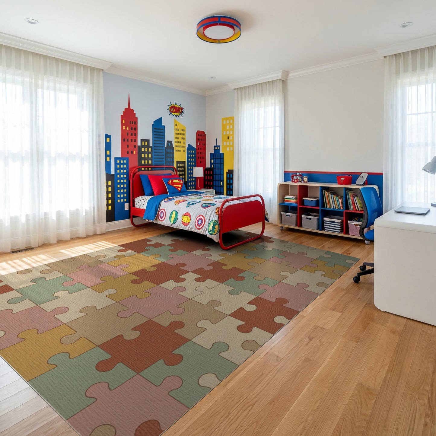 Warm Earthy Puzzle Mosaic Rug