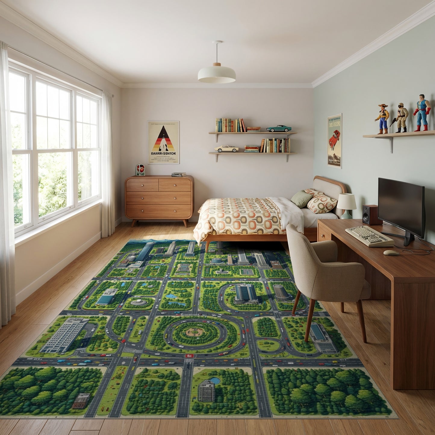 Vibrant Aerial City Grid Rug