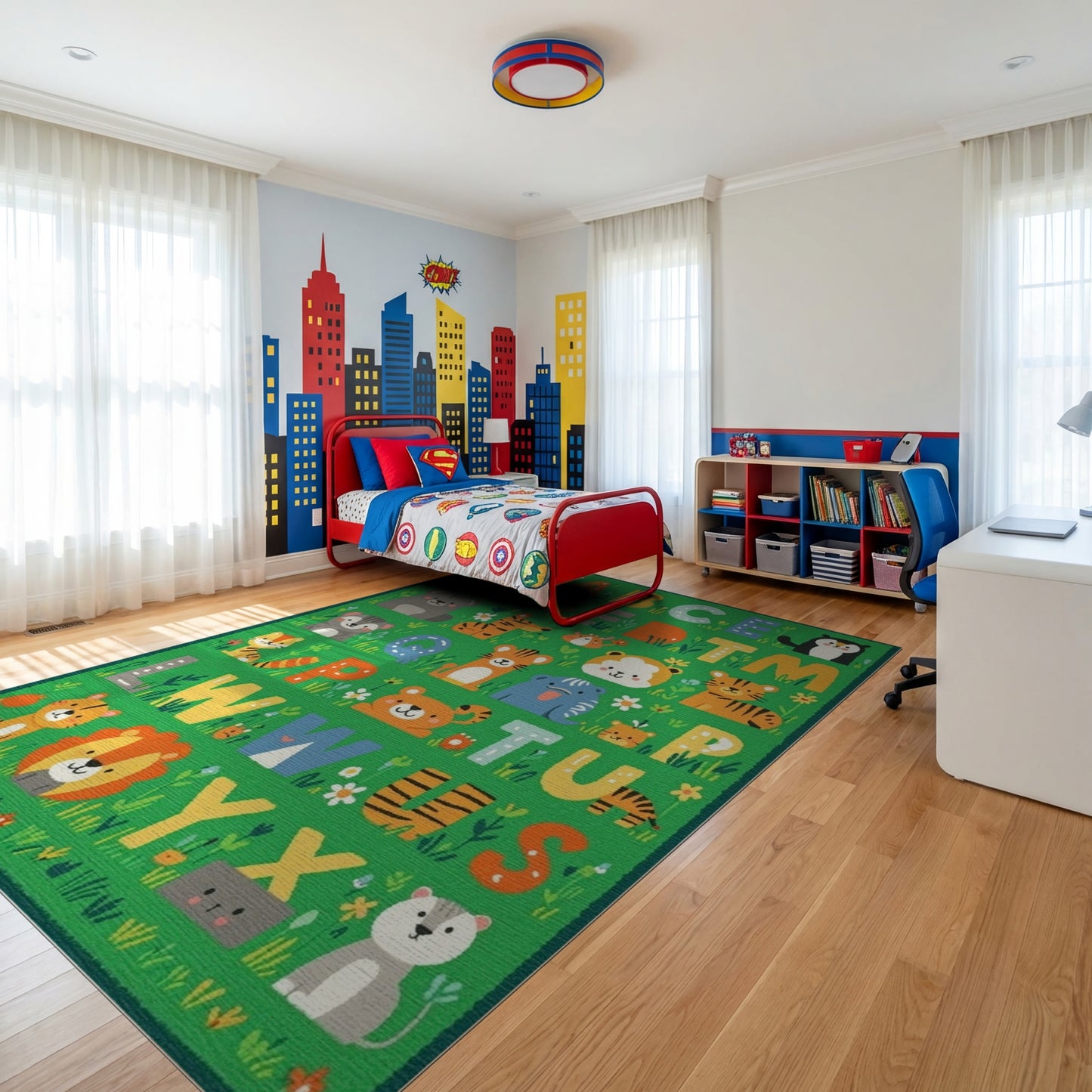 Colorful Jungle Alphabet Animals Rug