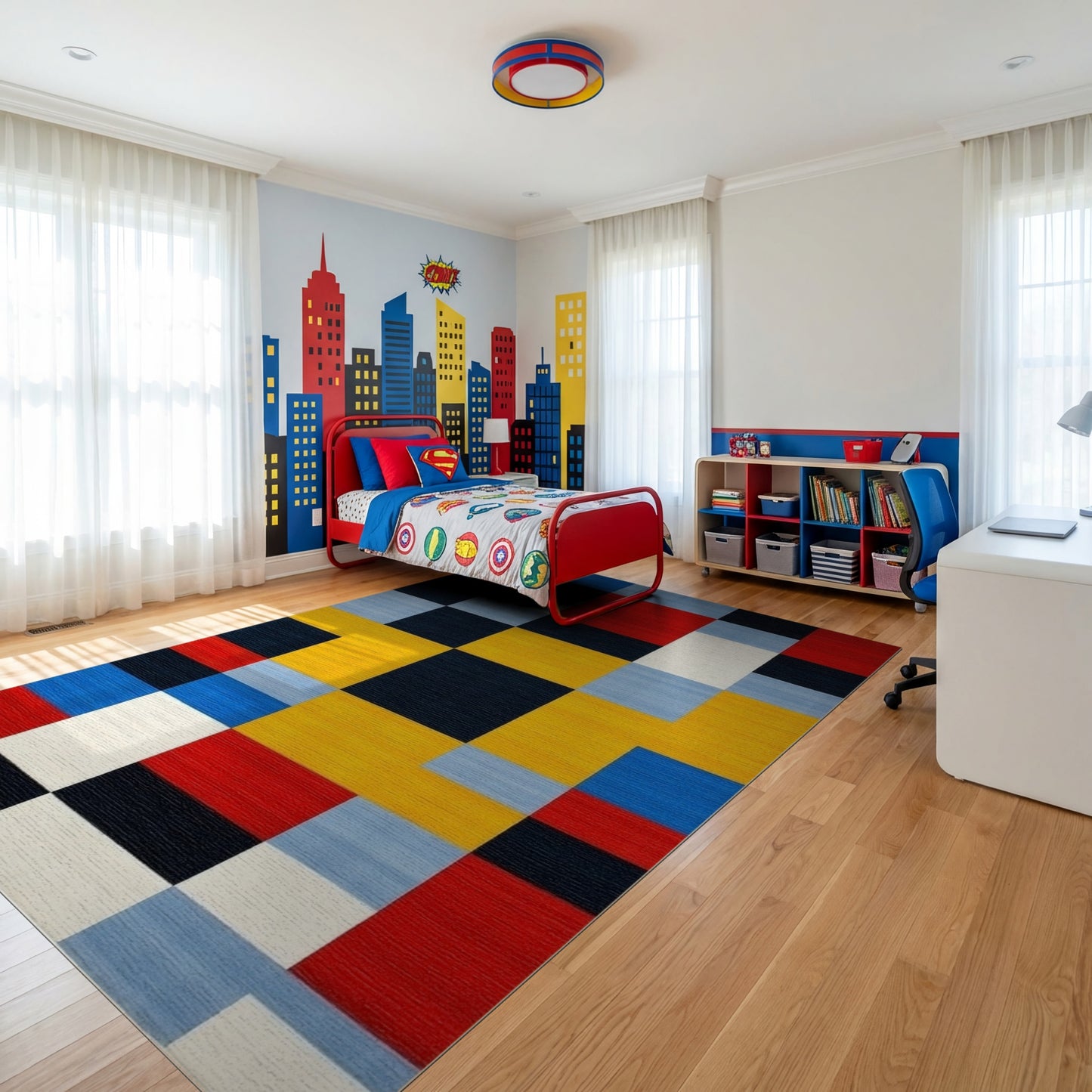 Abstract Geometric Color Block Rug