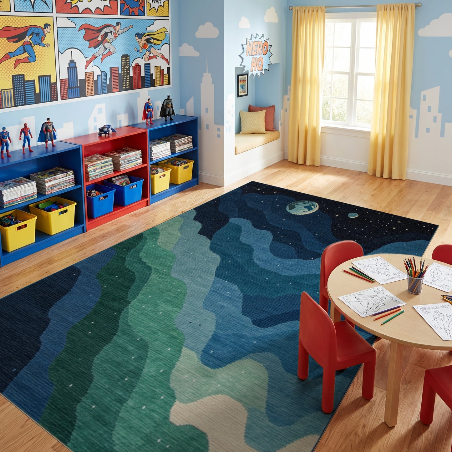 Starry Wavy Navy Earth Cosmic Rug