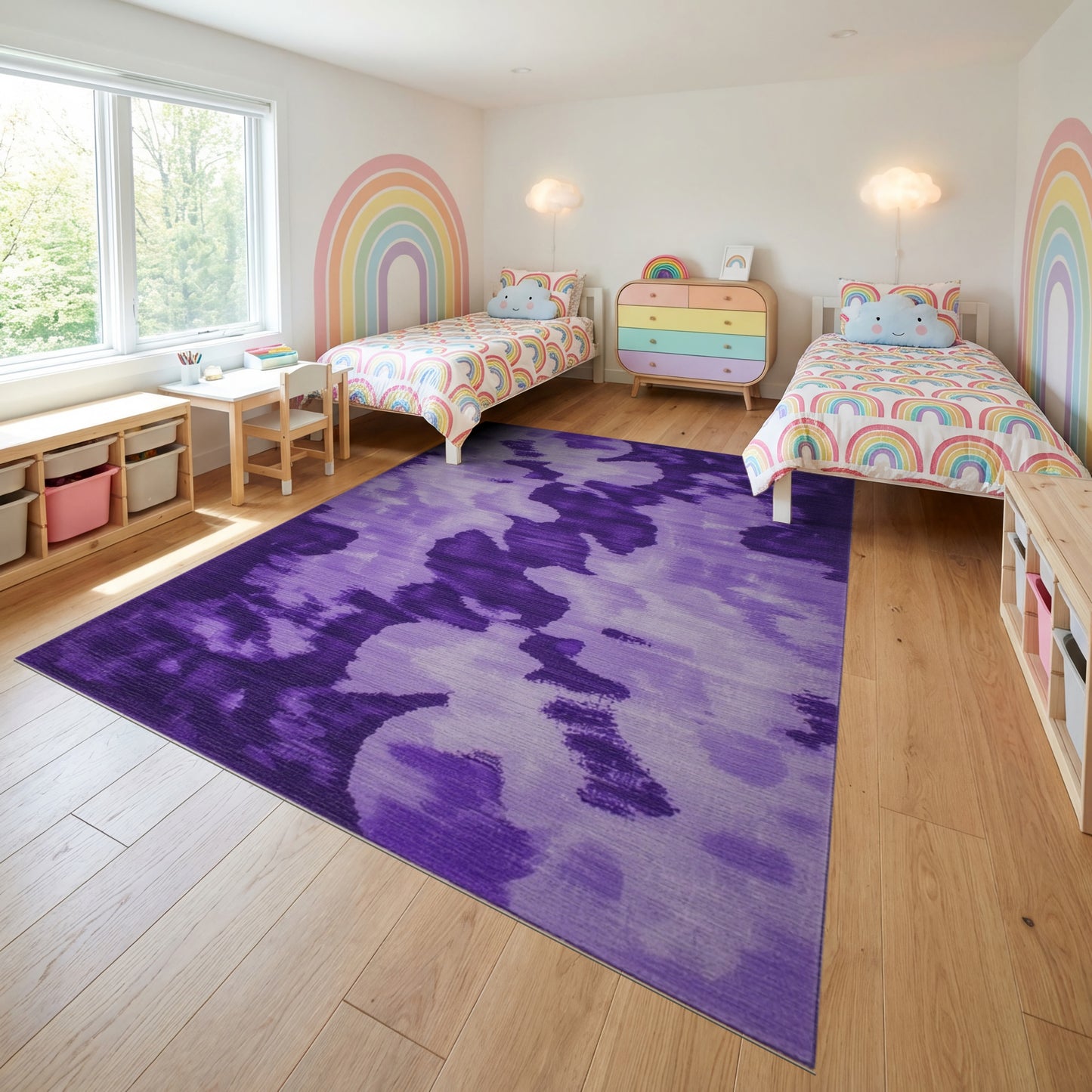 Fluid Purple Watercolor Abstract Rug