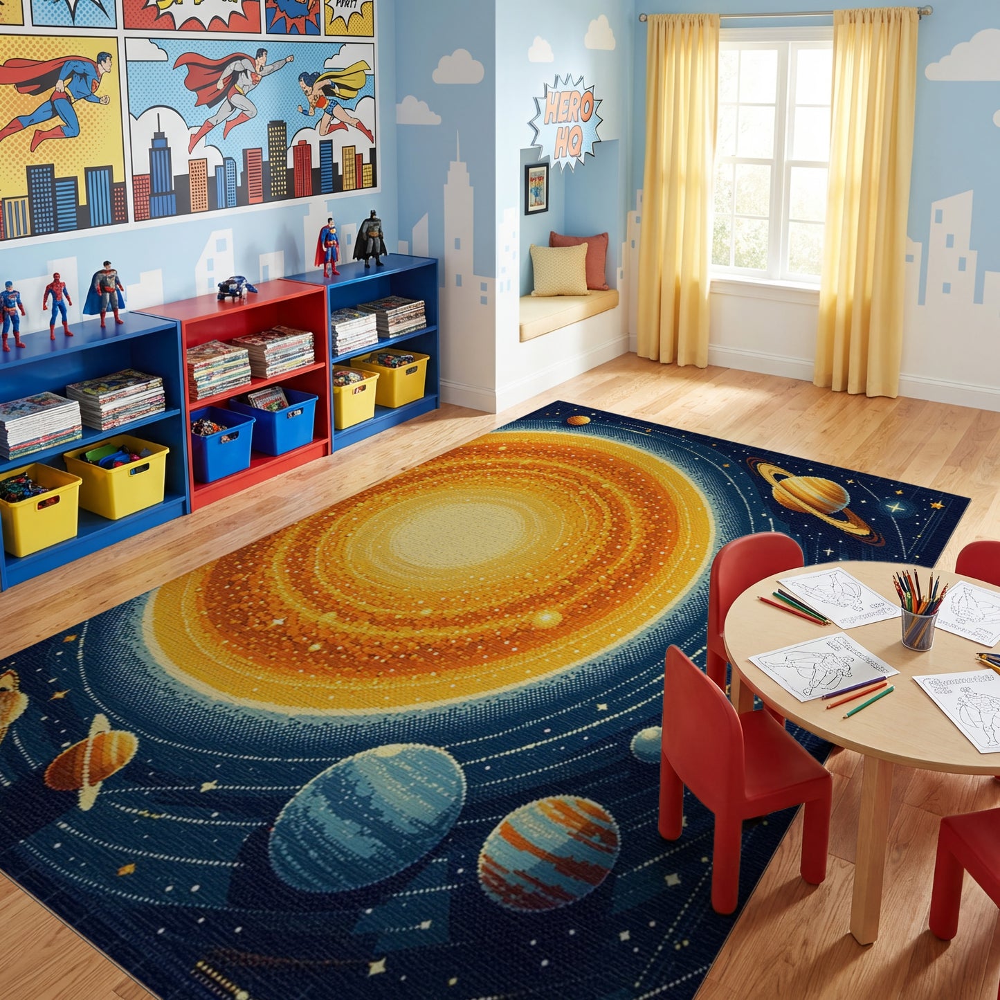 Retro Cosmic Solar System Rug