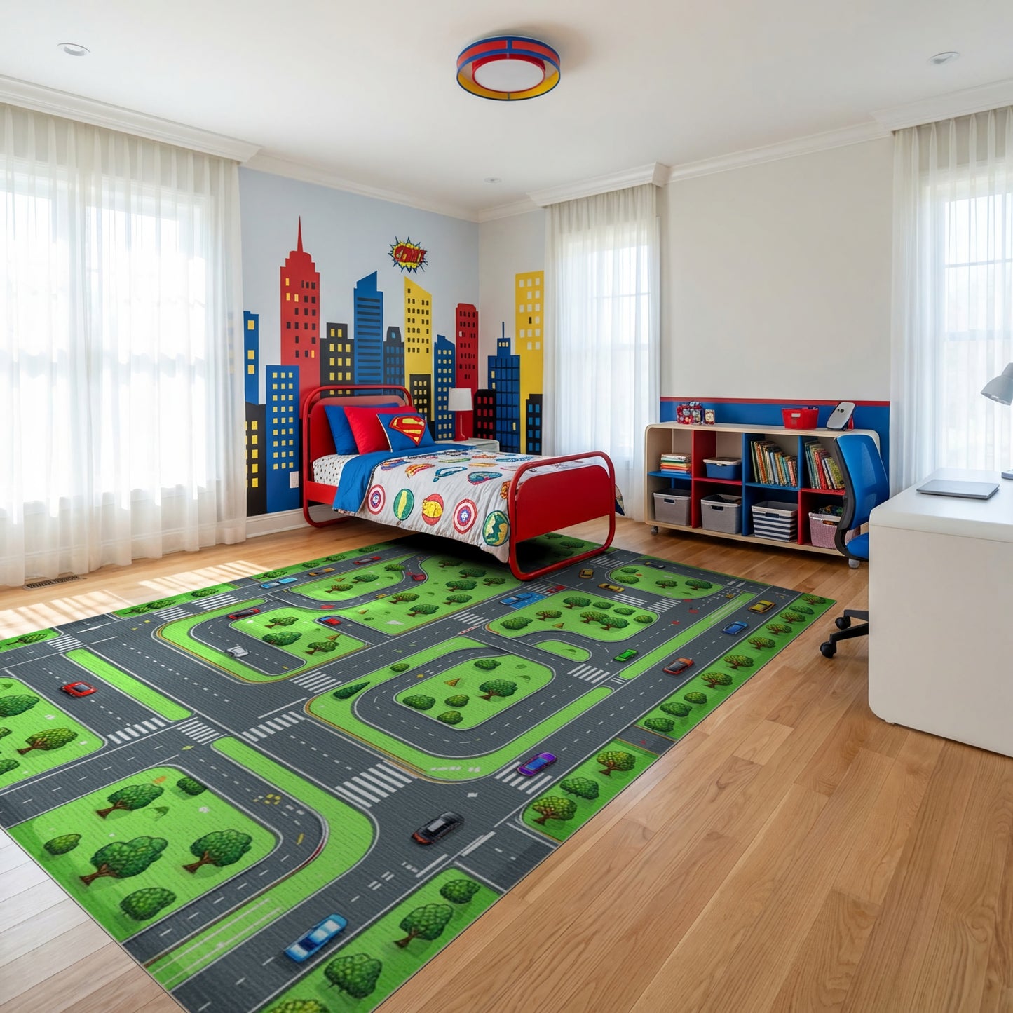 Playful City Road Map Rug