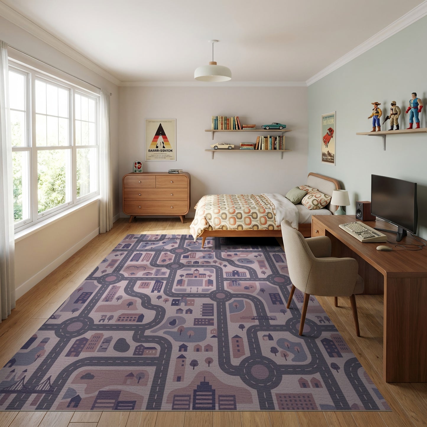 Purple City Street Grid Rug