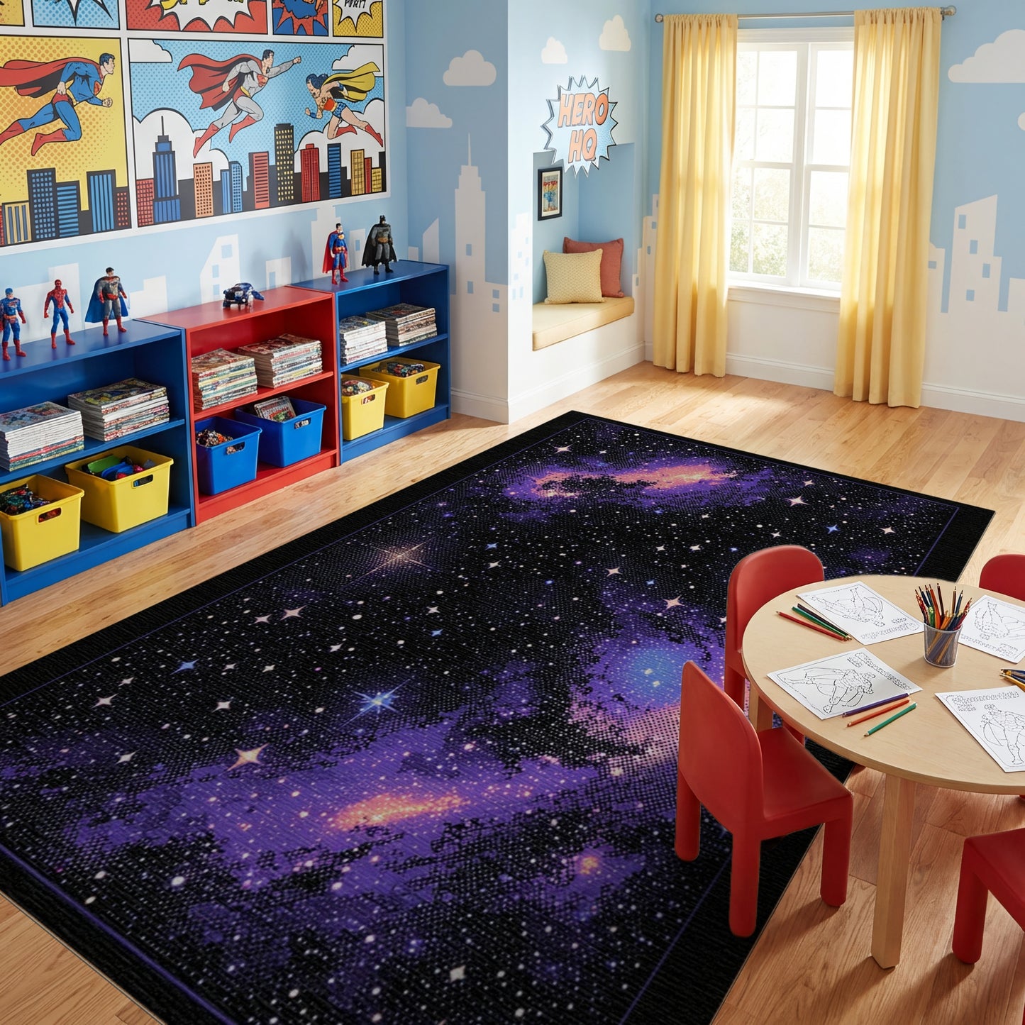 Cosmic Purple Nebula Starry Galaxies Rug