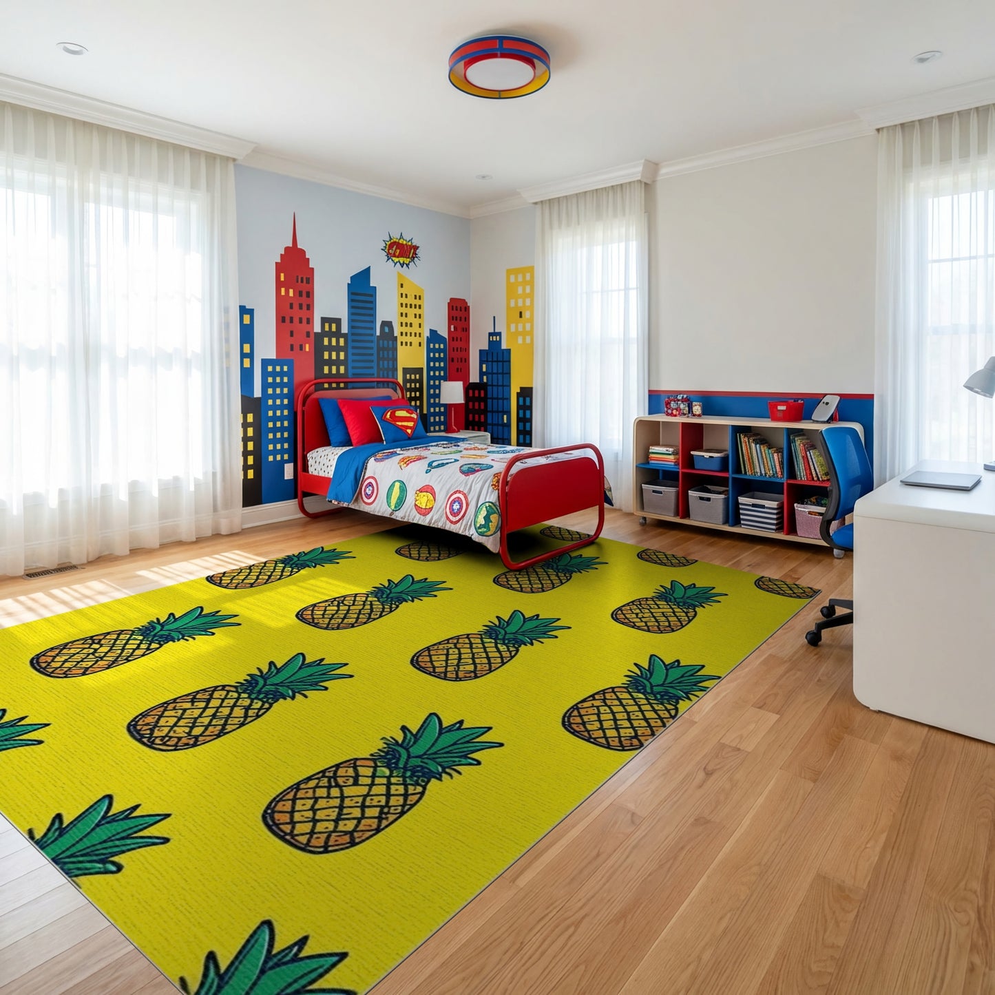 Vibrant Yellow Pineapple Pattern Rug
