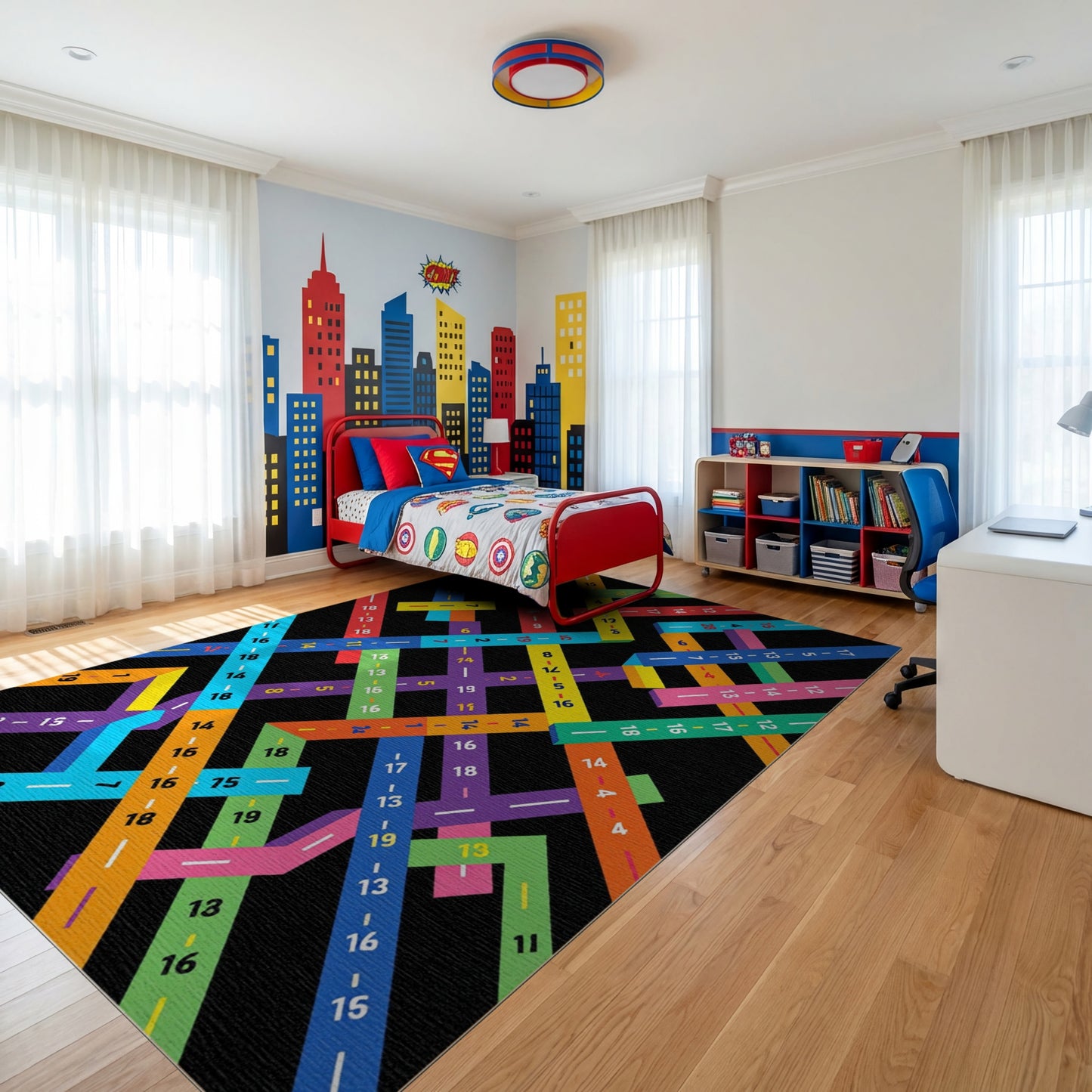 Modern Multicolor Intersecting Lines Rug