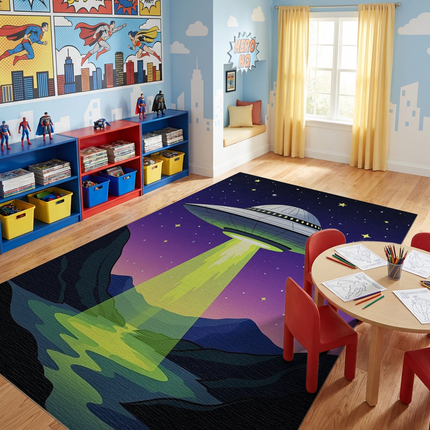 Starry UFO Glowing Beam Rug