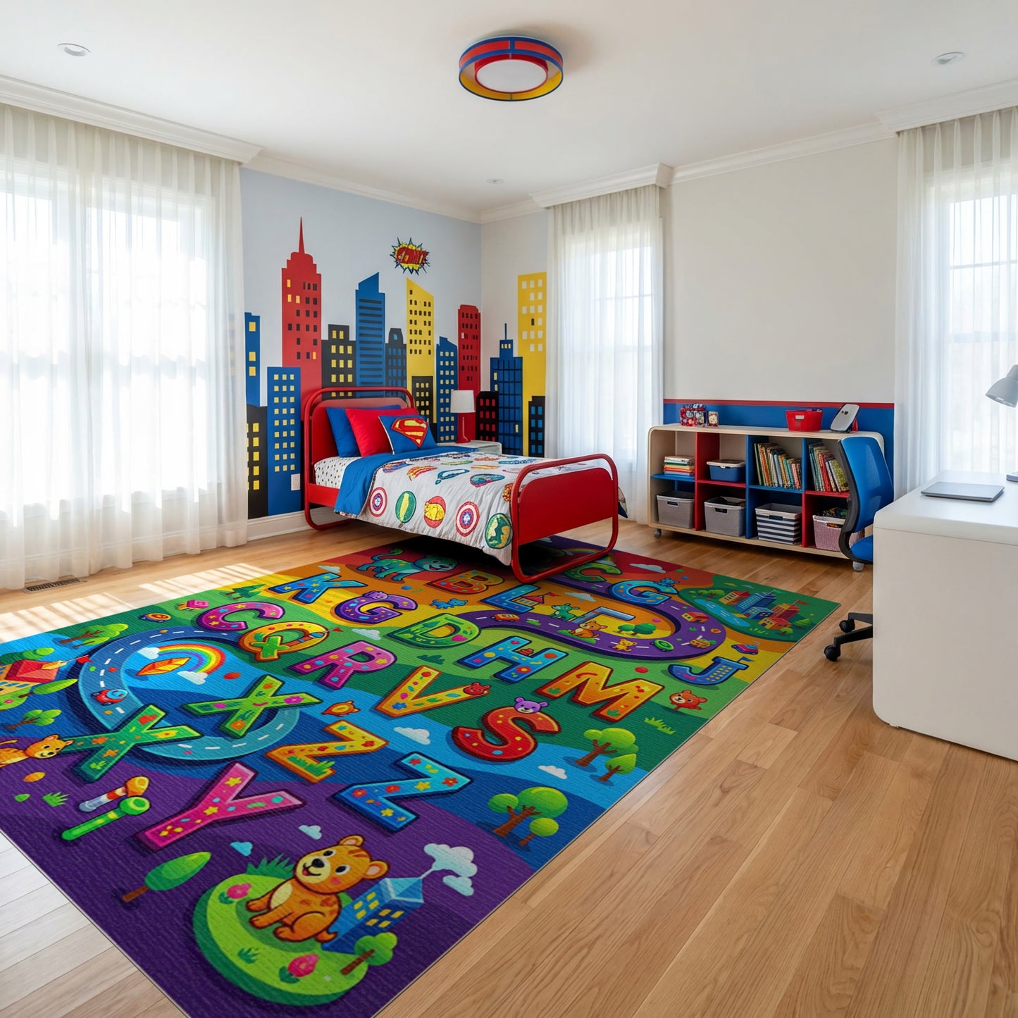 Playful Colorful Alphabet Animals Road Rug