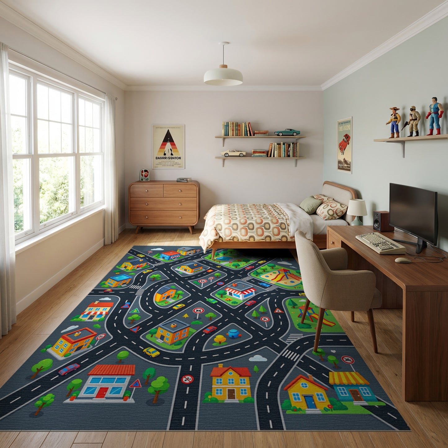 Colorful City Streets Playground Rug