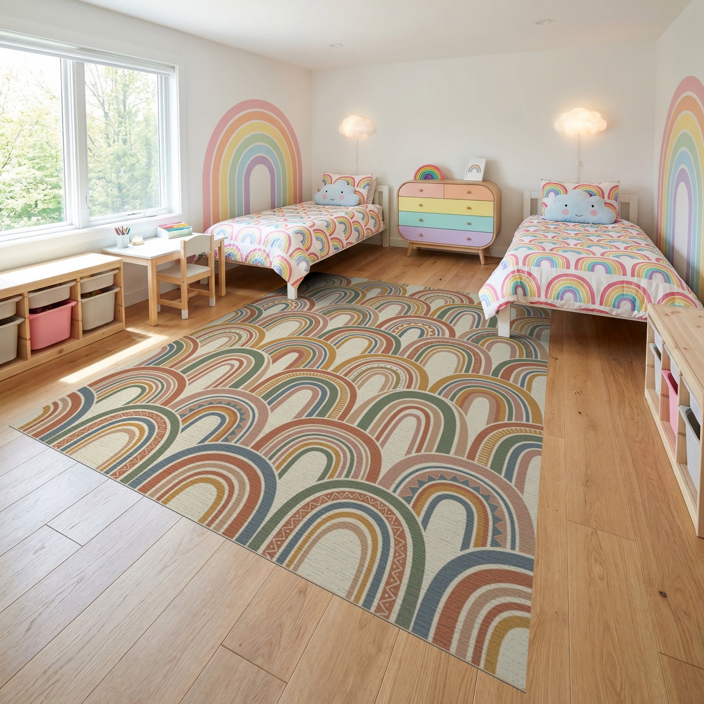 Boho Overlapping Multicolor Arches Rug