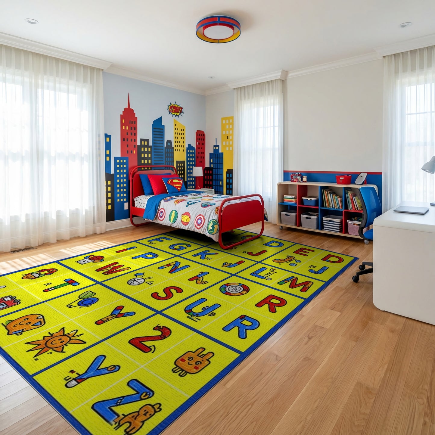 Colorful Playful Alphabet Cartoon Rug