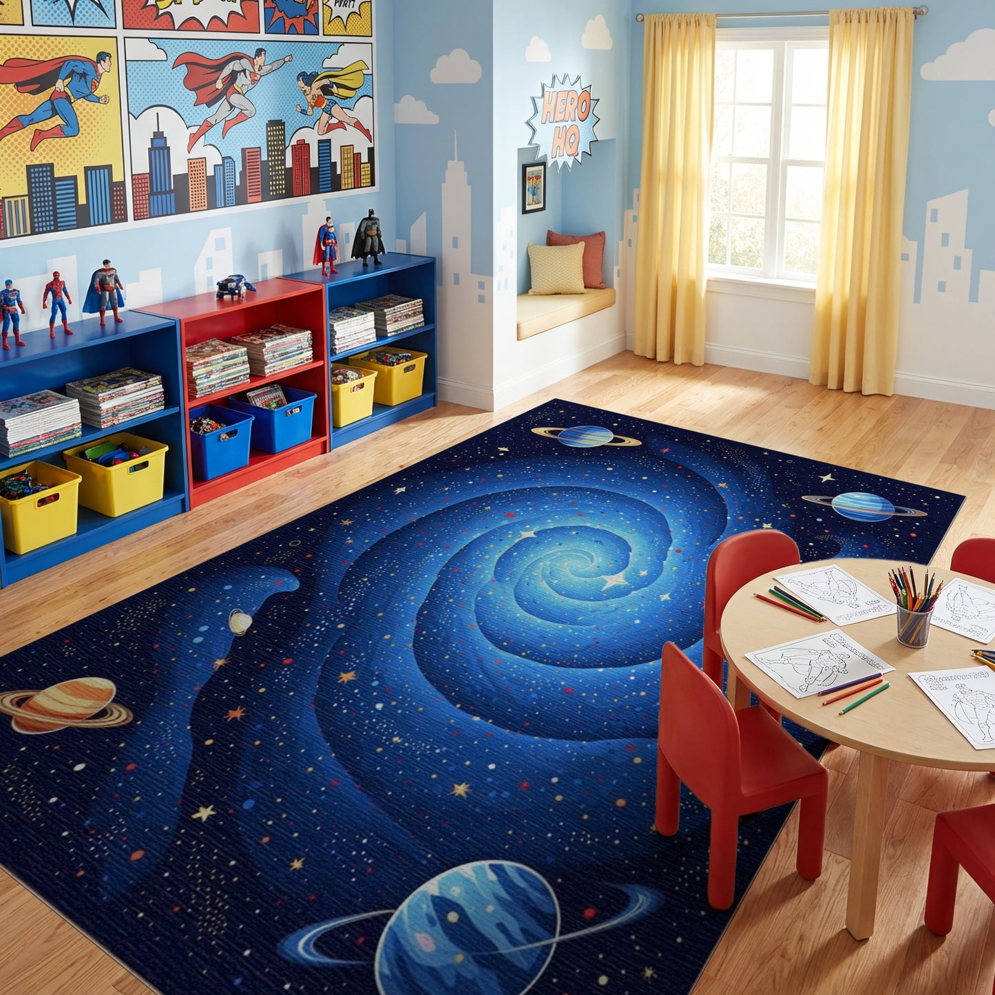 Vibrant Blue Spiral Galaxy Cosmic Rug