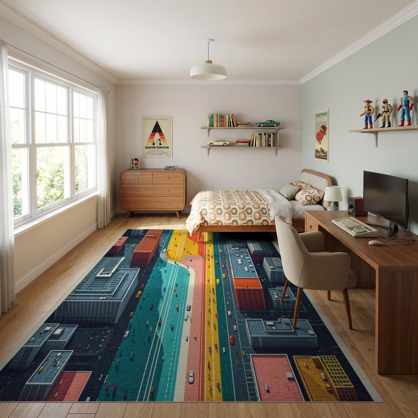 Vibrant Winding Urban Highway Rug