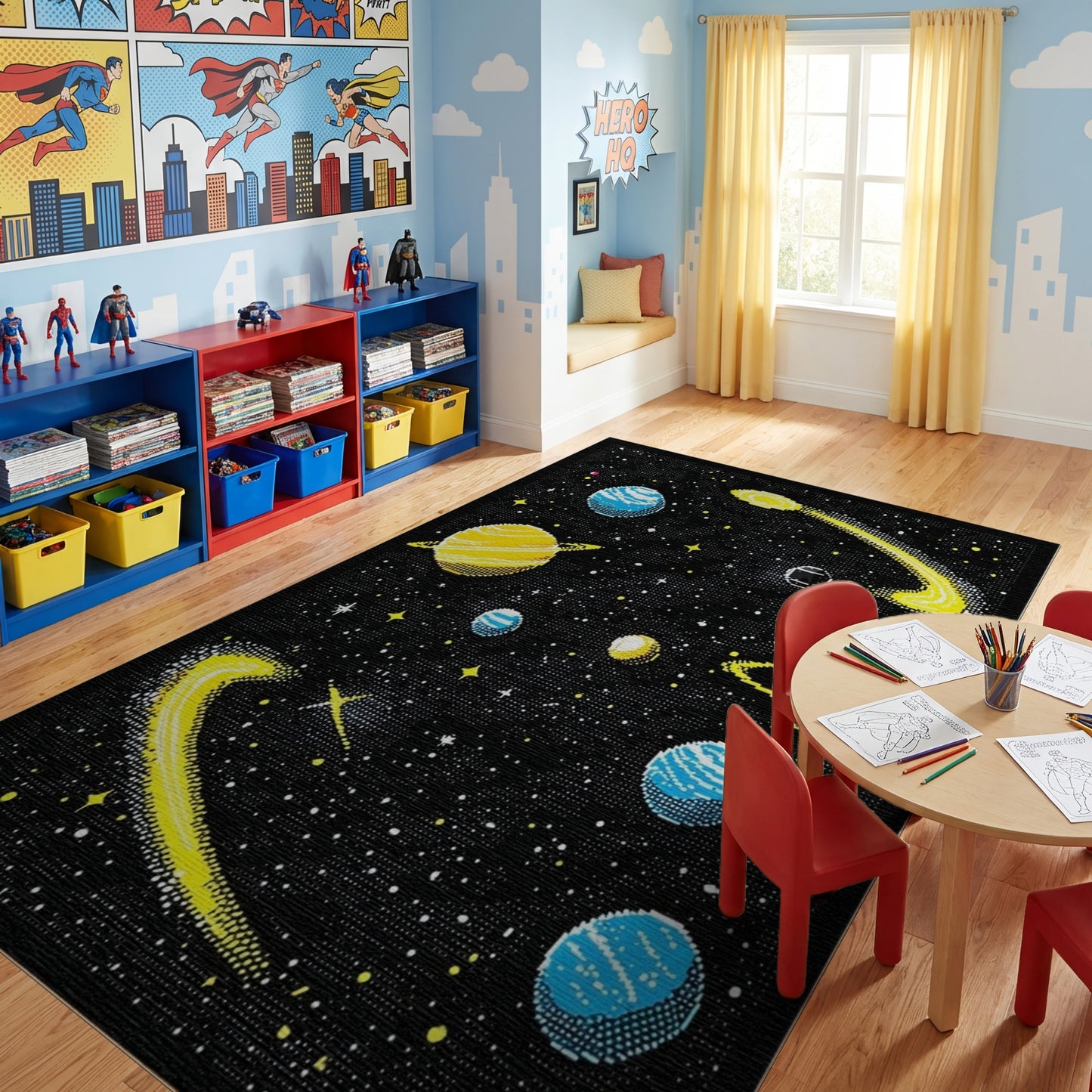 Retro Pixel Cosmic Planets Rug