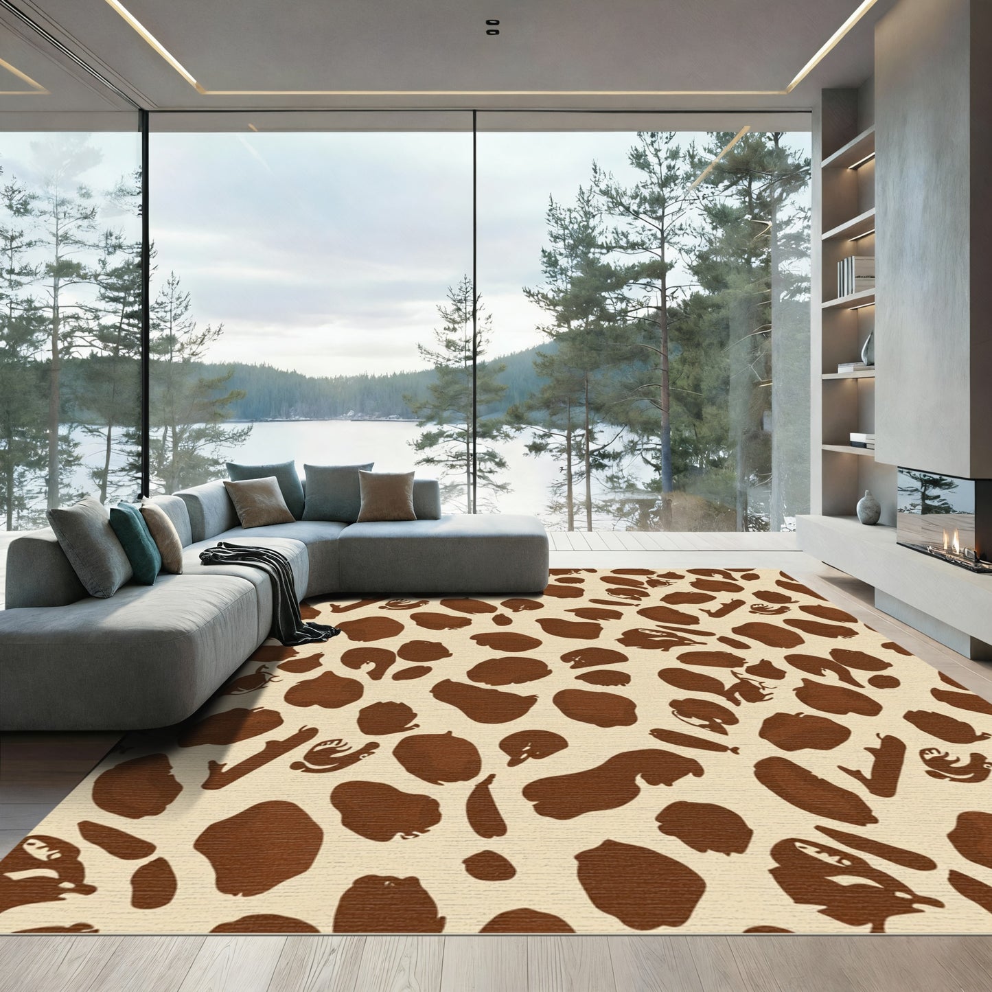 Brown Giraffe Spots Scatter Rug