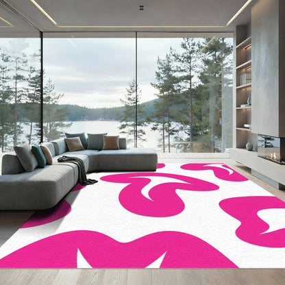 Bold Hot Pink Organic Flowing Swirls Rug