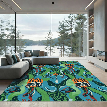 Vivid Tribal Floral Abstract Composition Rug