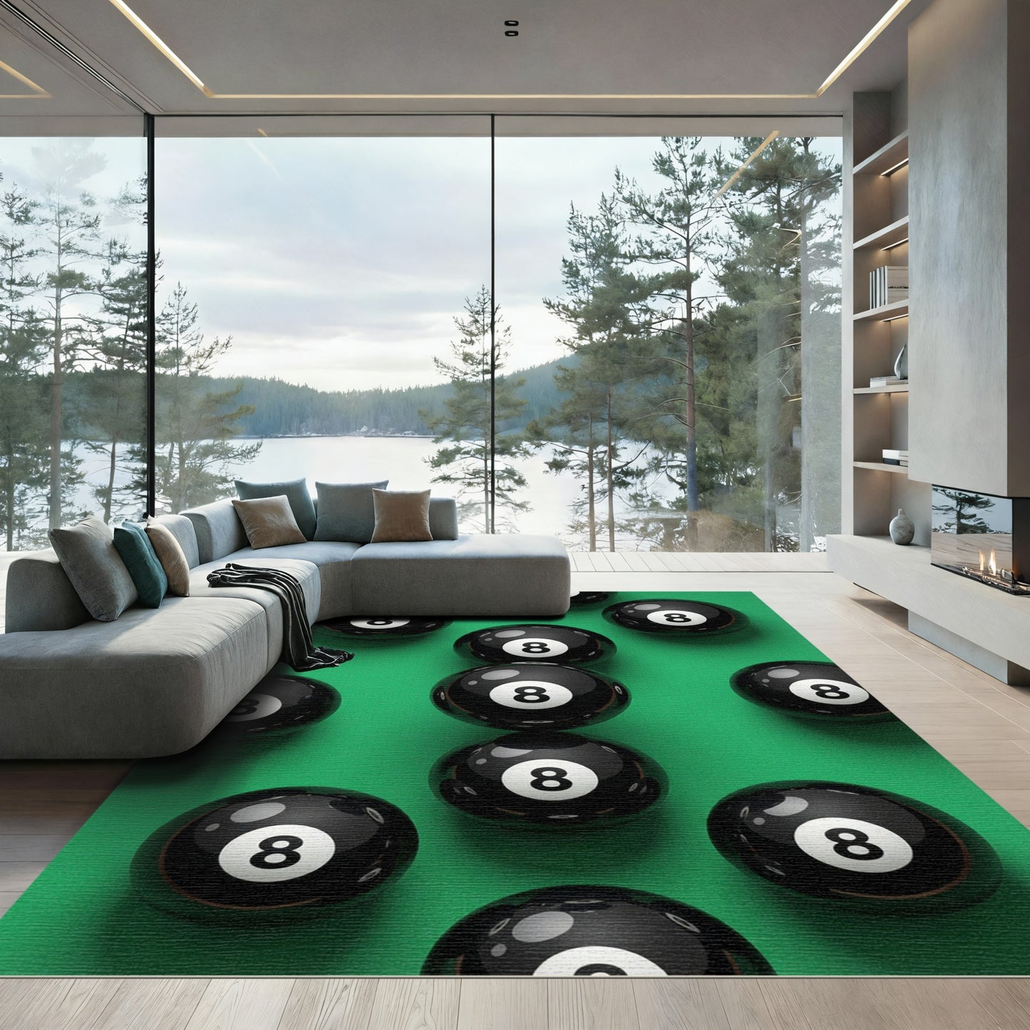 Bold Green Eight Ball Billiard Rug