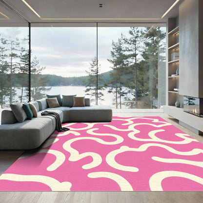 Sweet Pink Creamy Swirls Rug