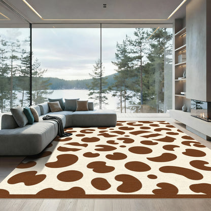 Abstract Beige Brown Spot Arrangement Rug