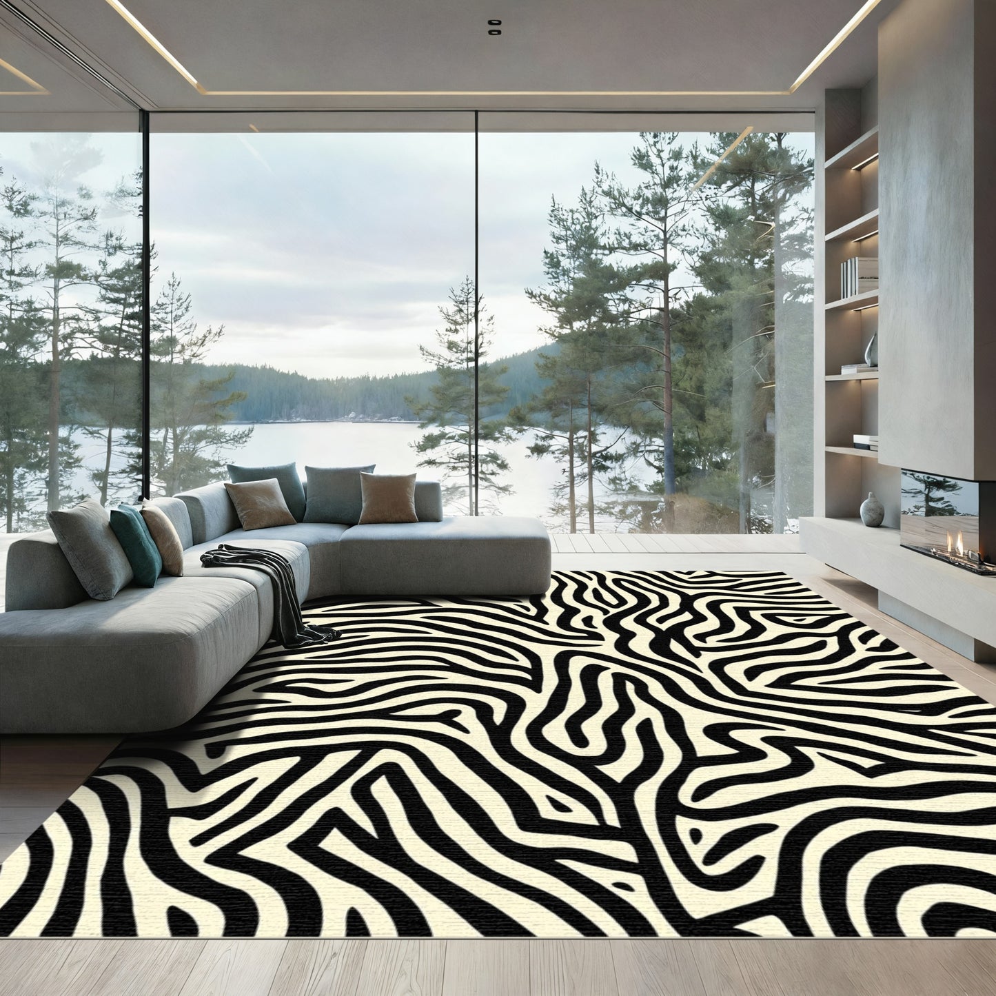 Bold Black Ivory Organic Stripes Rug