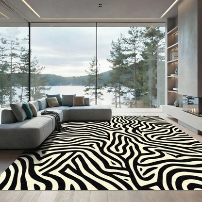Bold Black Ivory Organic Stripes Rug