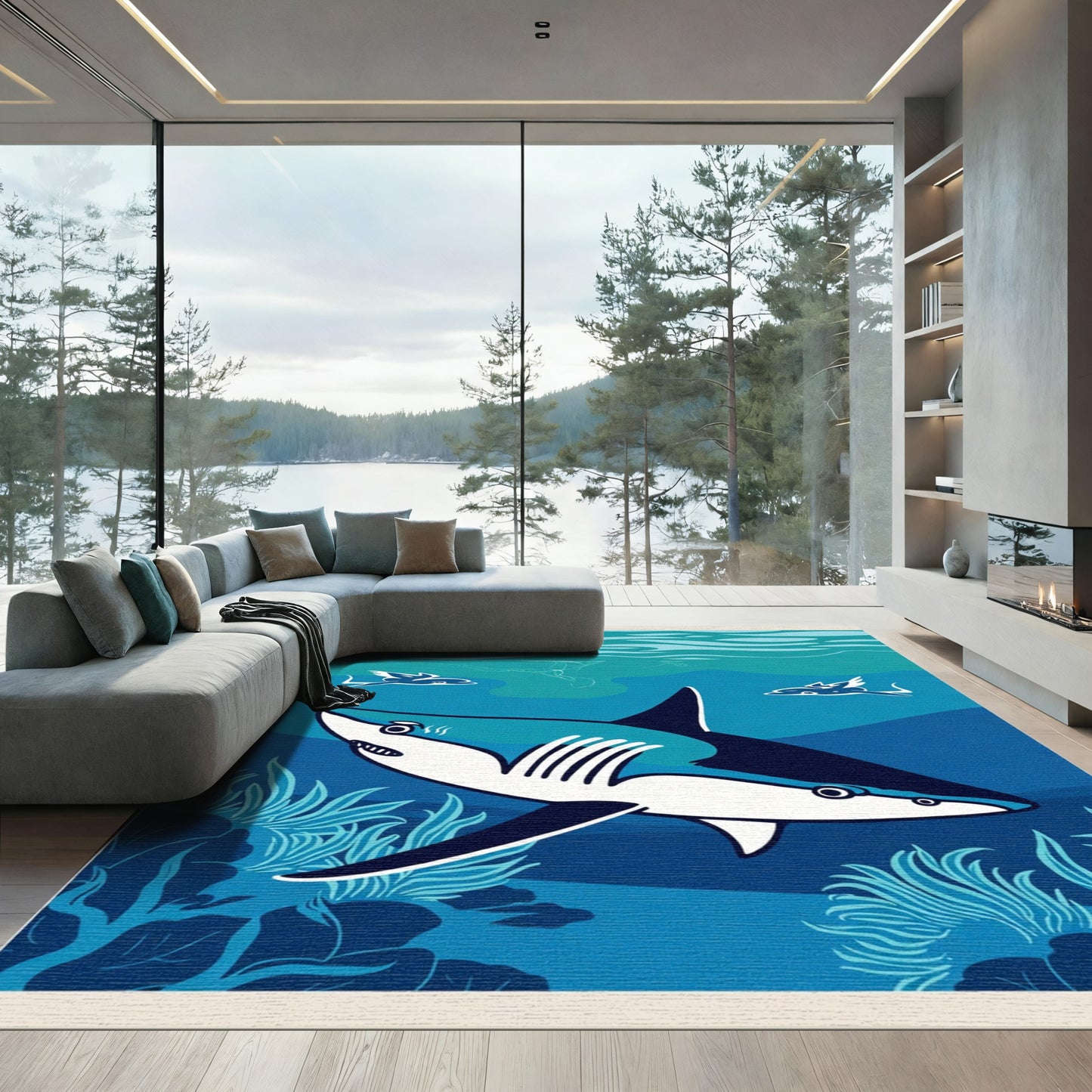 Oceanic Shark Sea Creature Bold Rug
