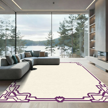 Deep Plum Geometric Frame Rug