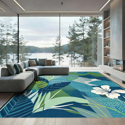 Tropical Collage Leaf Flower Rug