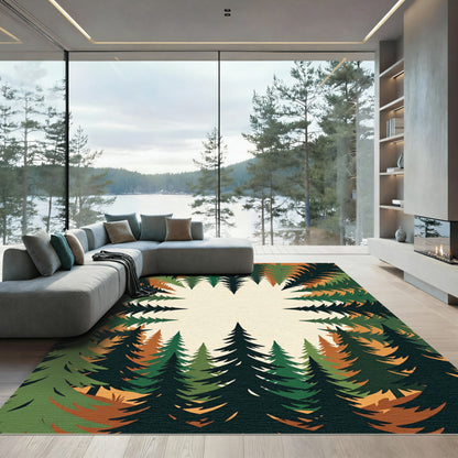 Earthy Forest Canopy Pine View Rug