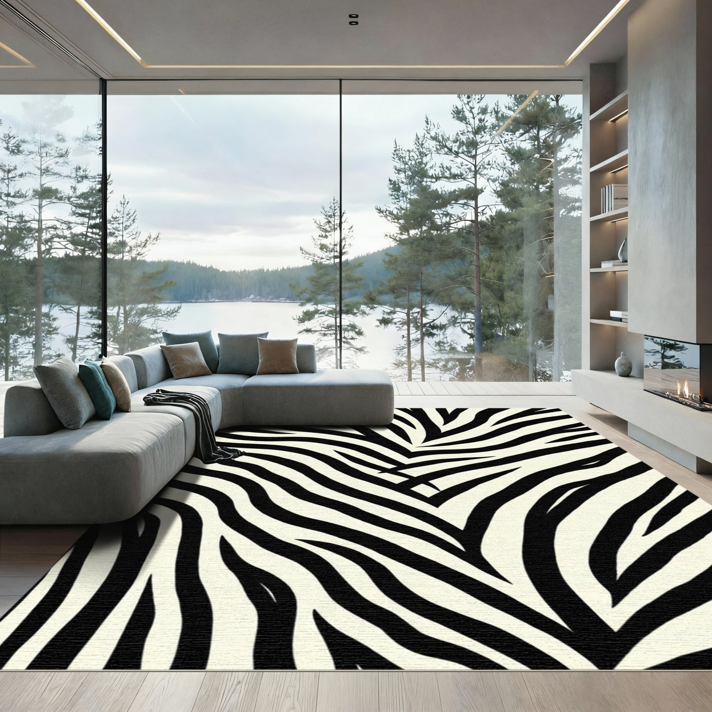 Classic Black White Zebra Stripes Rug