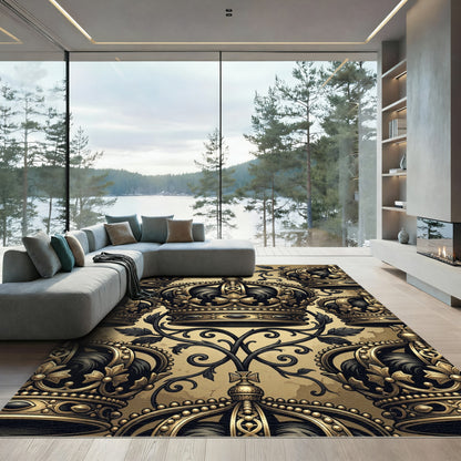 Regal Golden Crown Damask Heirloom Rug