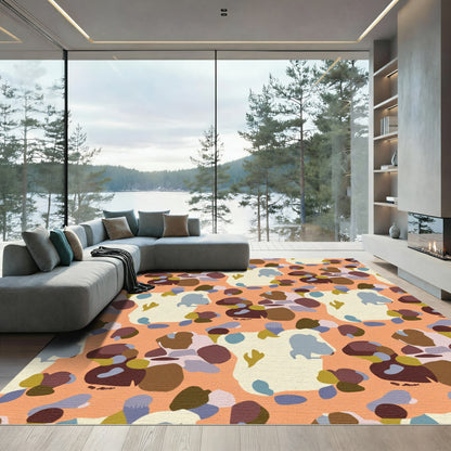 Abstract Peach Organic Blobs Rug