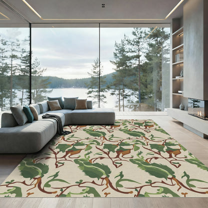 Verdant Leaf Vine Scroll Work Rug