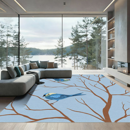 Blue Birds on Bare Branches Rug