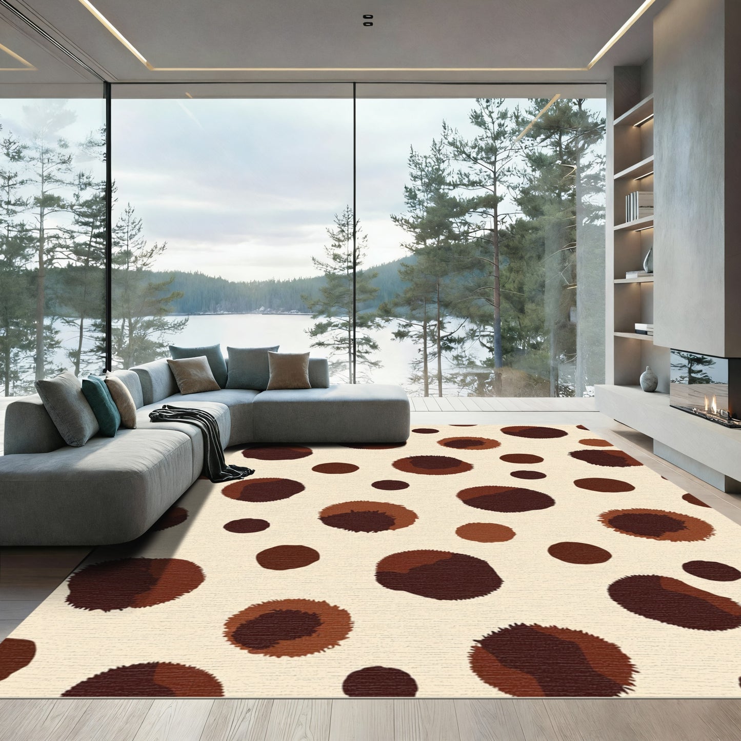 Earthy Tone Spotted Polka Dot Rug