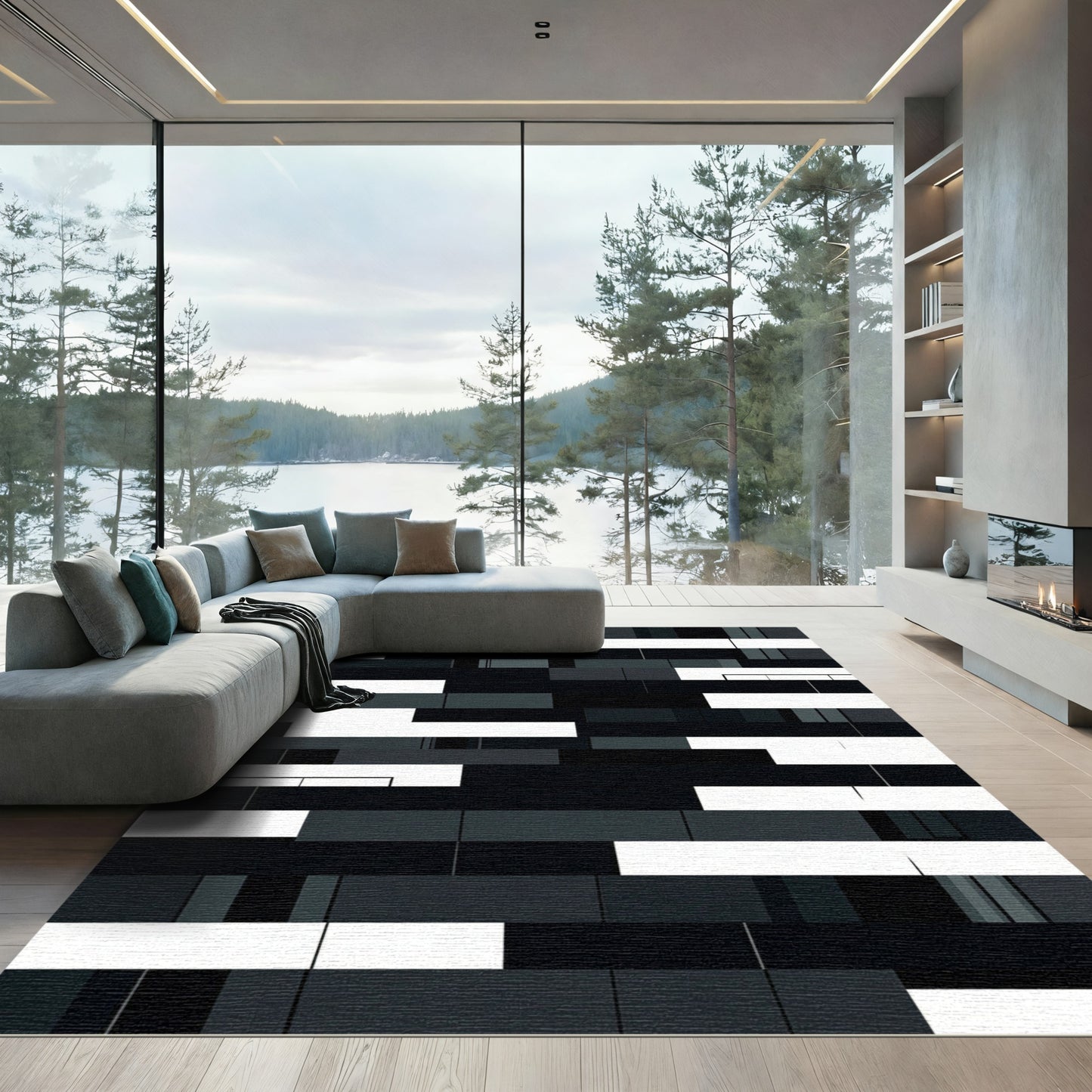 Monochromatic Geometric Block Stripe Rug