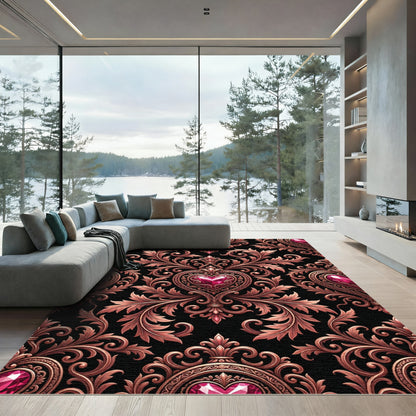 Regal Rose Gold Heart Garland Rug